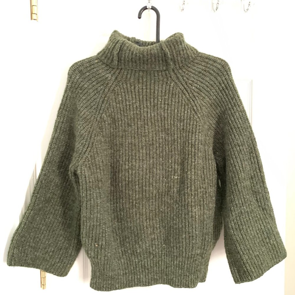 Army Green Oversized Turtle Neck Sweater